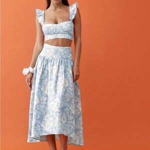 Reformation Junie Linen Two Piece Porcelain Size 0